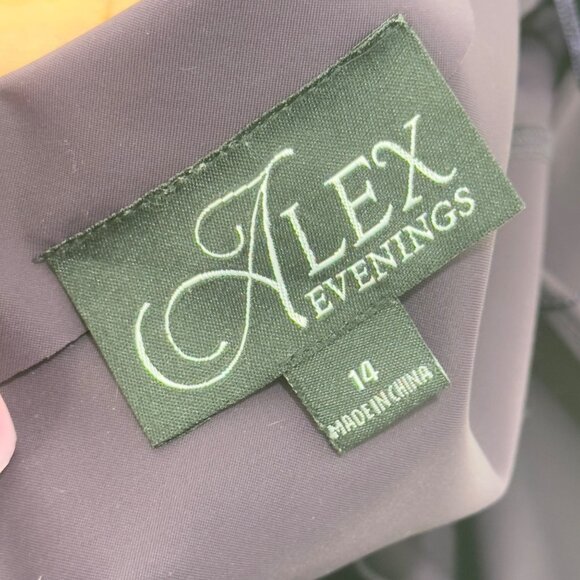 Alex Evenings Womens 14 Bell Sleeve Asymmetrical Sheath Dress With Embellishment - Picture 7 of 11